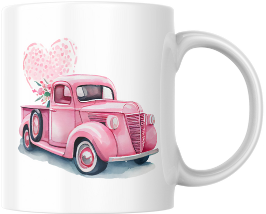 Pink Truck Hauling Love Gift Mug