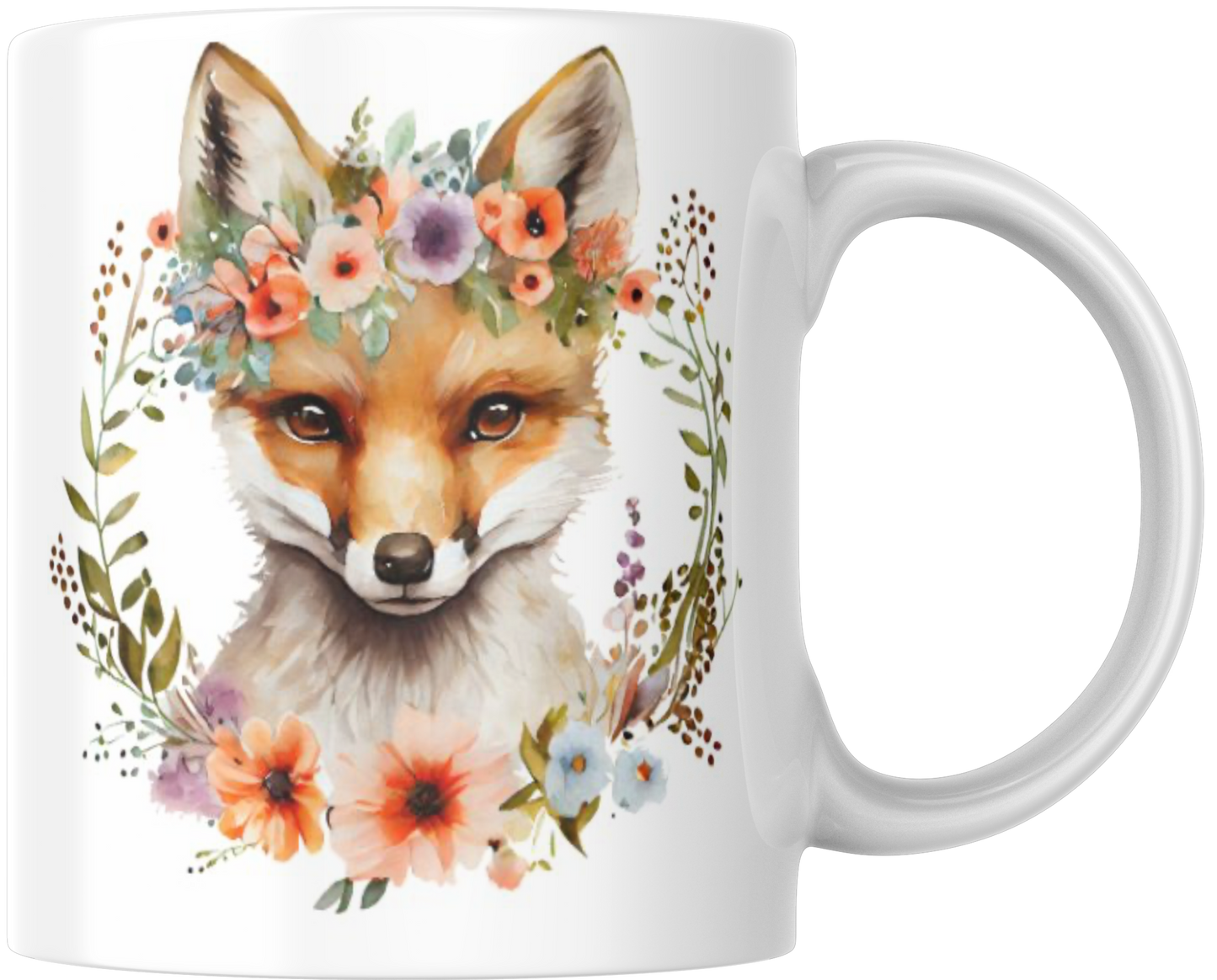 Fox In Floral Circle Gift Mug