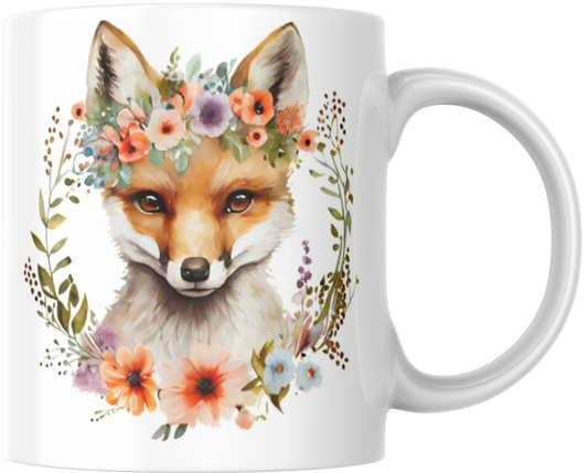 Fox In Floral Circle Gift Mug