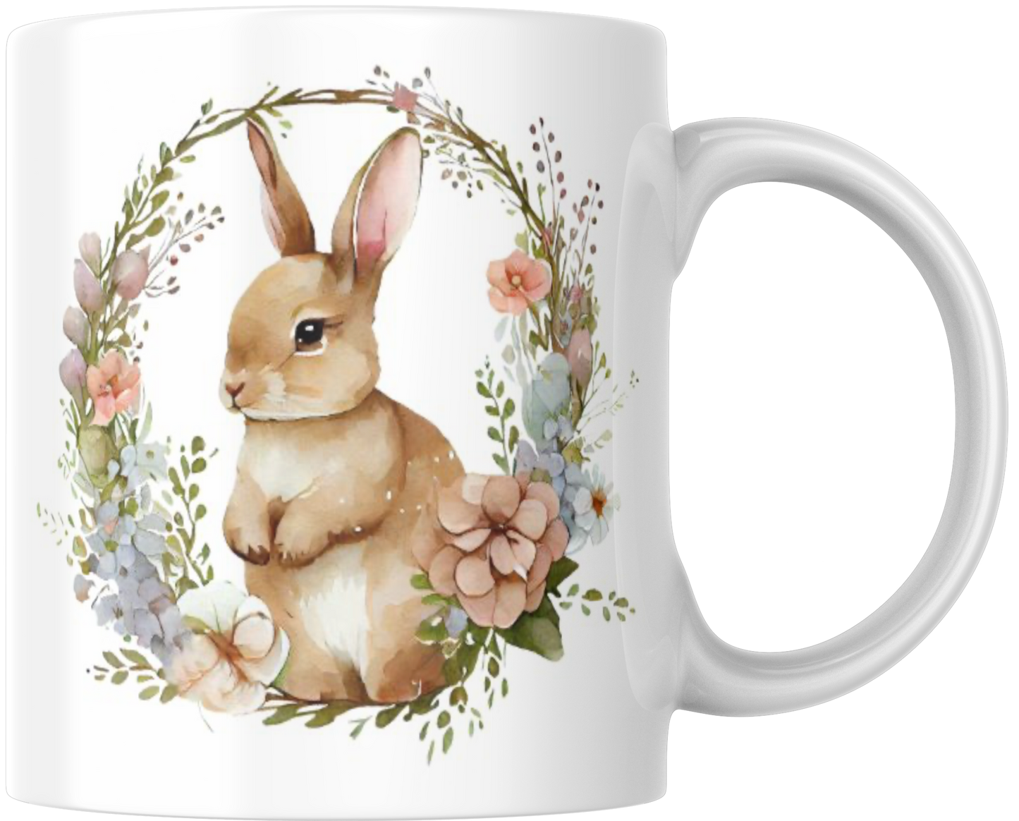 Rabbit In Floral Circle Gift Mug