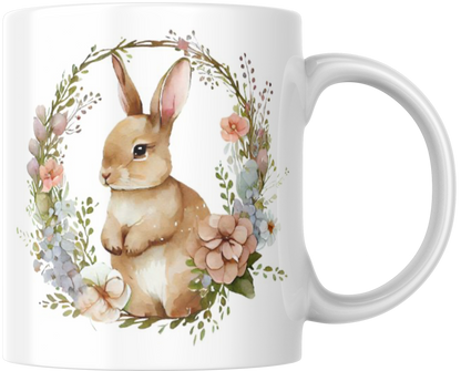 Rabbit In Floral Circle Mug & Coaster