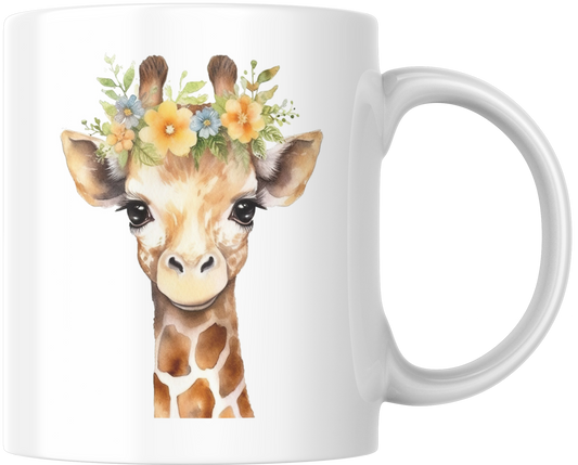 Giraffe With Flowers Gift Mug