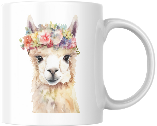 llama With Flowers Gift Mug