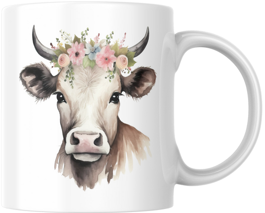 Cow With Flowers Gift Mug