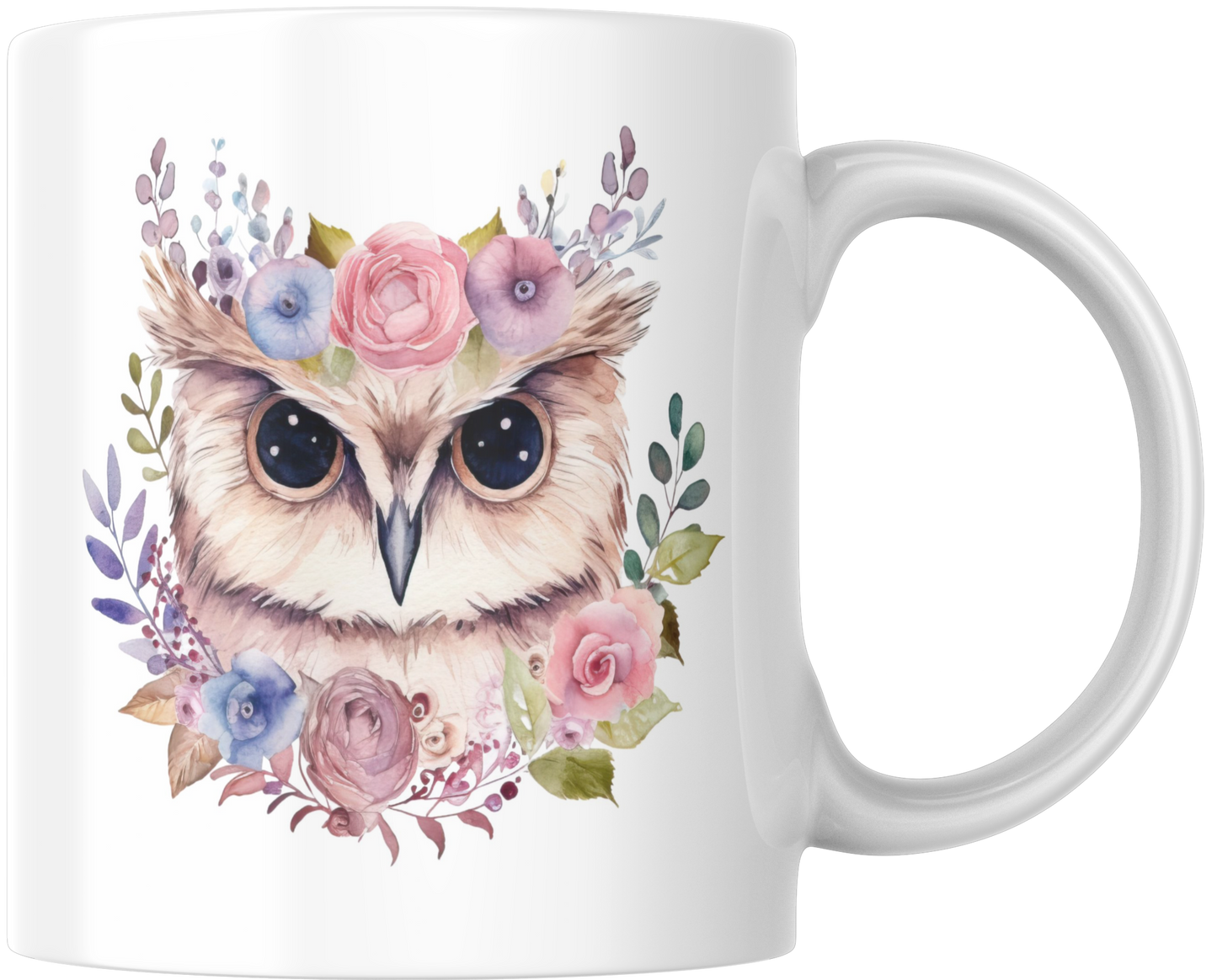 Owl With Pink Flowers Gift Mug