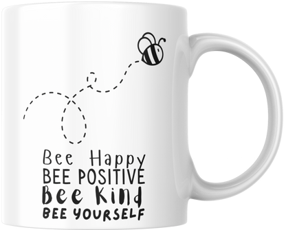 Bee Happy Bee Positive Bee Yourself Mug & Coaster