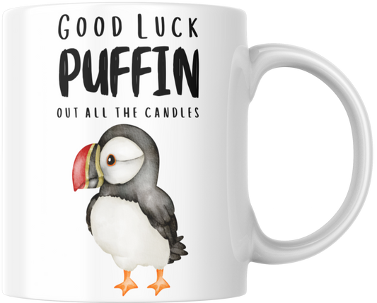 Good Luck Puffin Out All The Candles Gift Mug