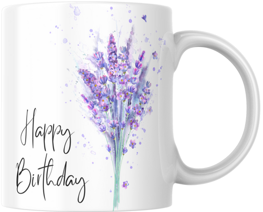 Happy Birthday Lavender Gift Mug