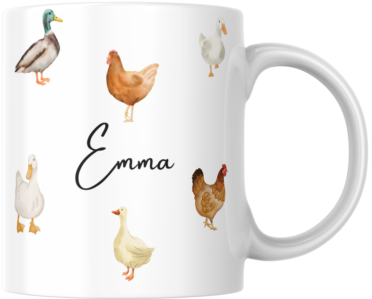 Personalised Farmyard Birds Gift Mug