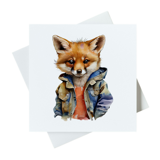 Fox In Denim Jacket Card