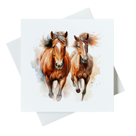 Horses Watercolour Card