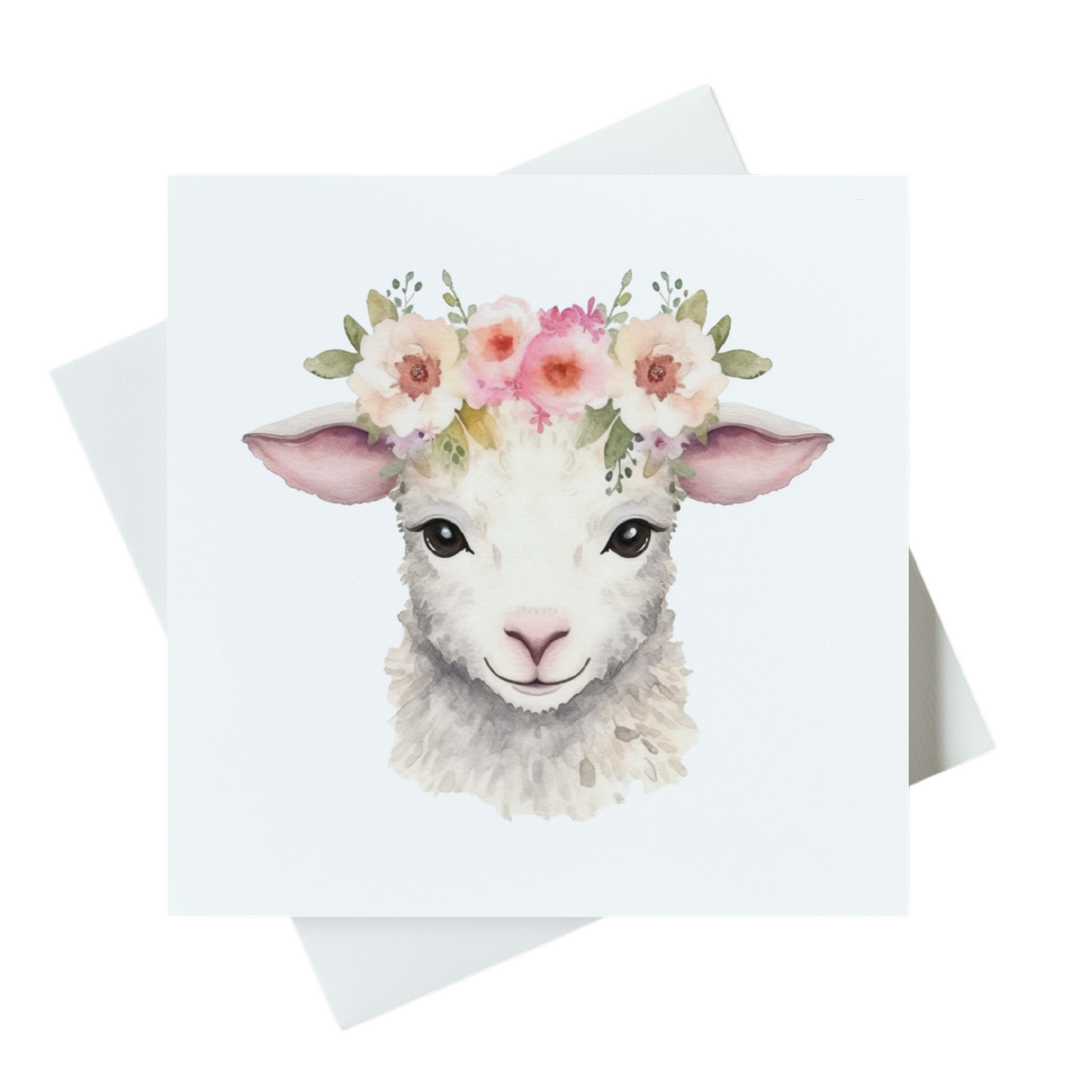 Lamb With Flowers Card