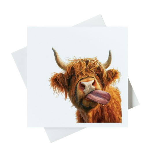 Highland Cow Licking Card