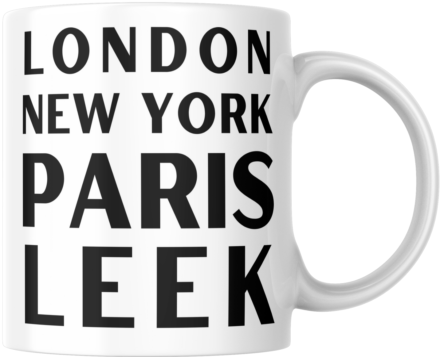 London New York Paris Leek Gift Mug