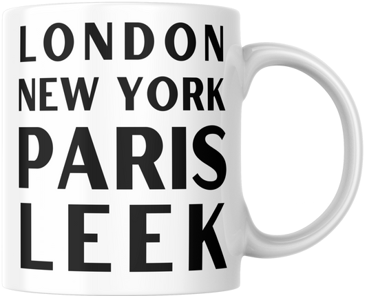 London New York Paris Leek Gift Mug