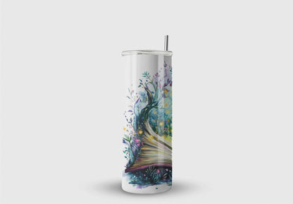 Book Dragon Steel Tumbler With Straw