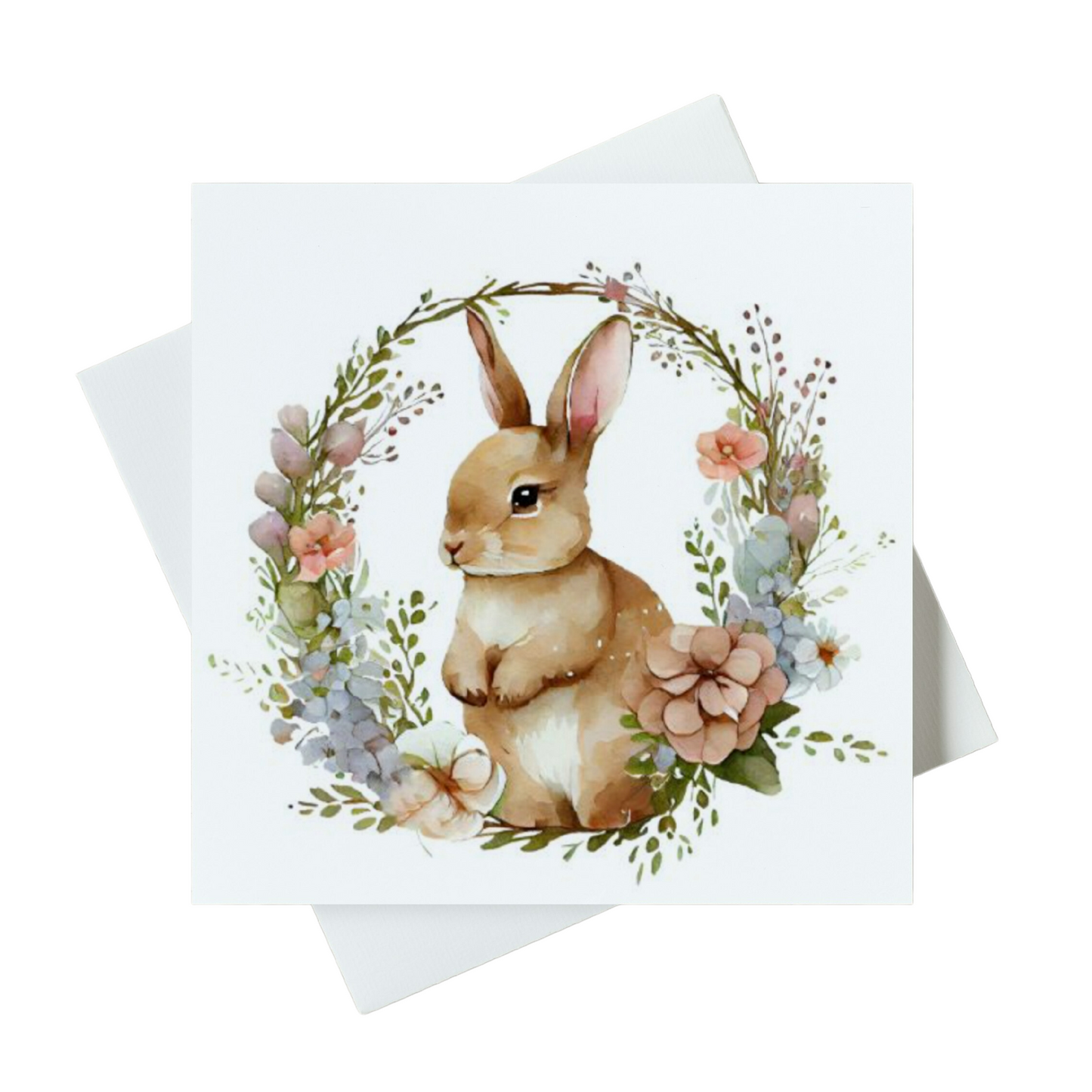 Rabbit In Floral Circle Card