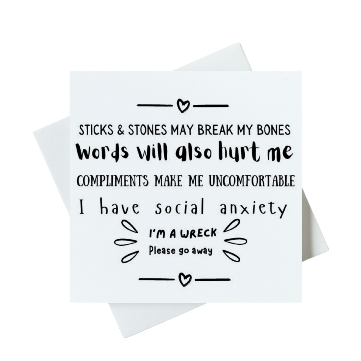 Sticks & Stones May Break My Bones Social Anxiety Card